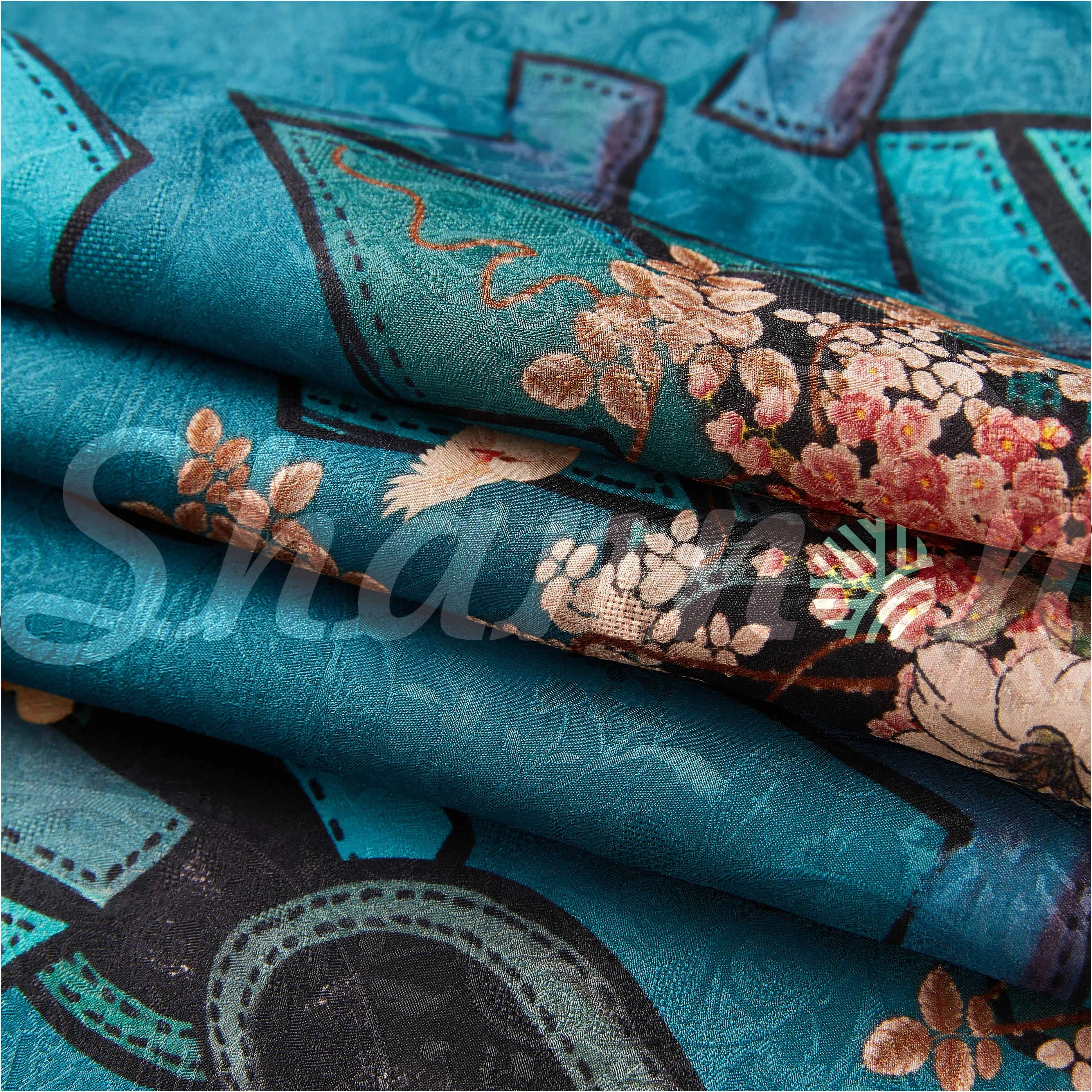 Manufacturer custom design 100% pure mulberry Silk 19MM digital printed dress fabric