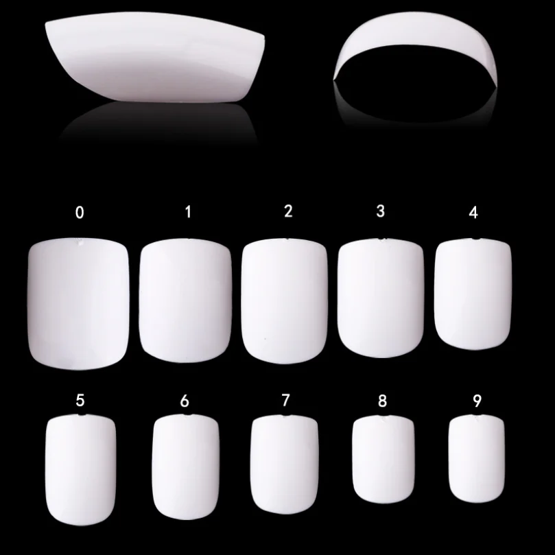 
False nails square shape full cover nail tips 600pcs for painting acrylic nail tips bag packing clear nature colors 