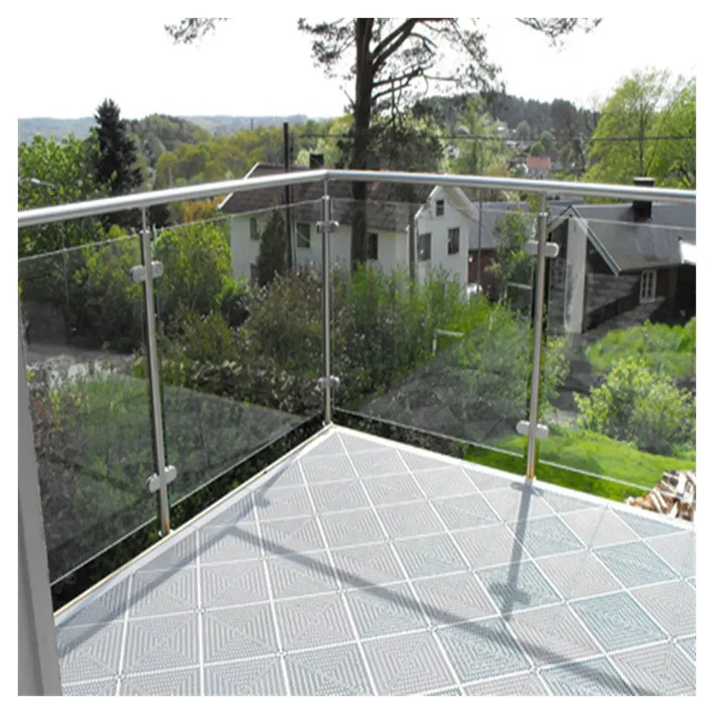 CBDMART Tinted Glass Balustrade Spigot Glass Railing Outdoor Stair Railing Balustrade