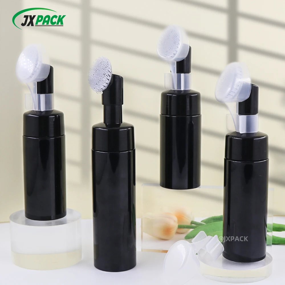 Luxury shoe cleaner foam bottle Foam silicone Brush Cleansing Clear plastic bottle teal black 3.5oz foam pump bottle