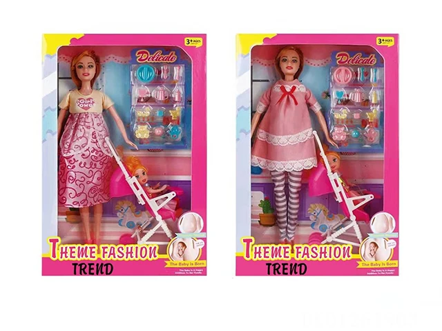 Child Infant High-End Fashion Theme 11.5-Inch Real Pregnant Mother Doll Toys With 3-Inch Real Girl Dolls Vinyl Baby Toys For Kid