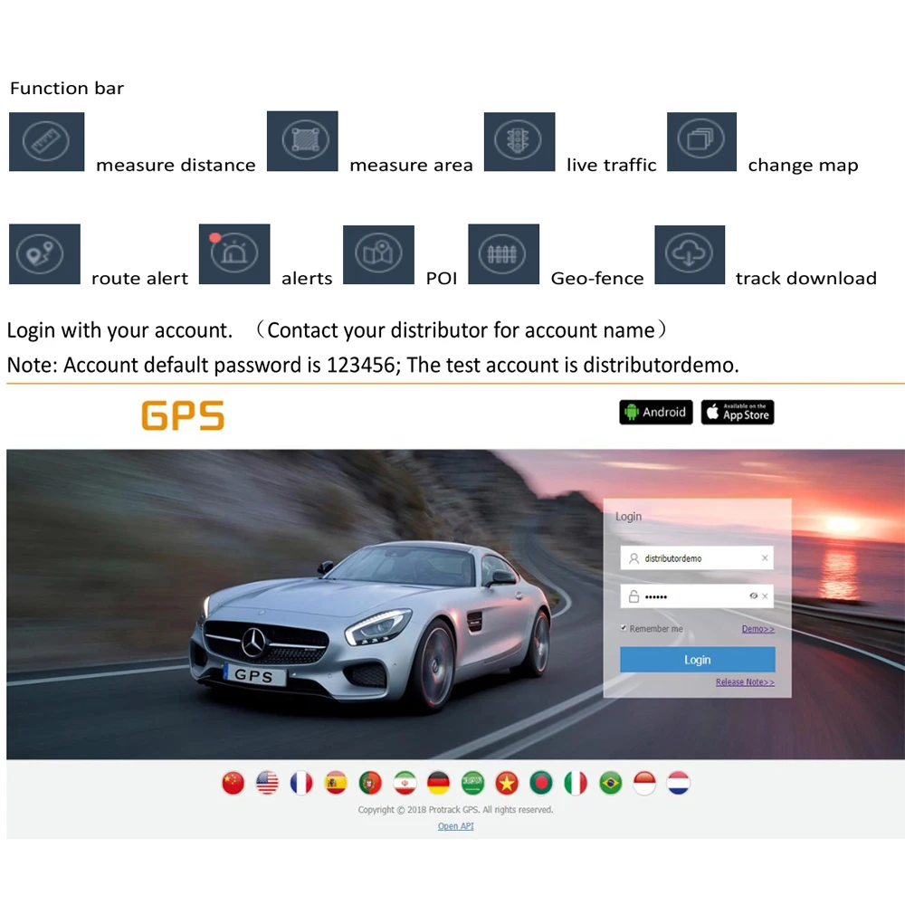 PROTRACK GPS Tracking Software Platform Lifelong free Software APP Web tracking for Android IOS Historical Playback