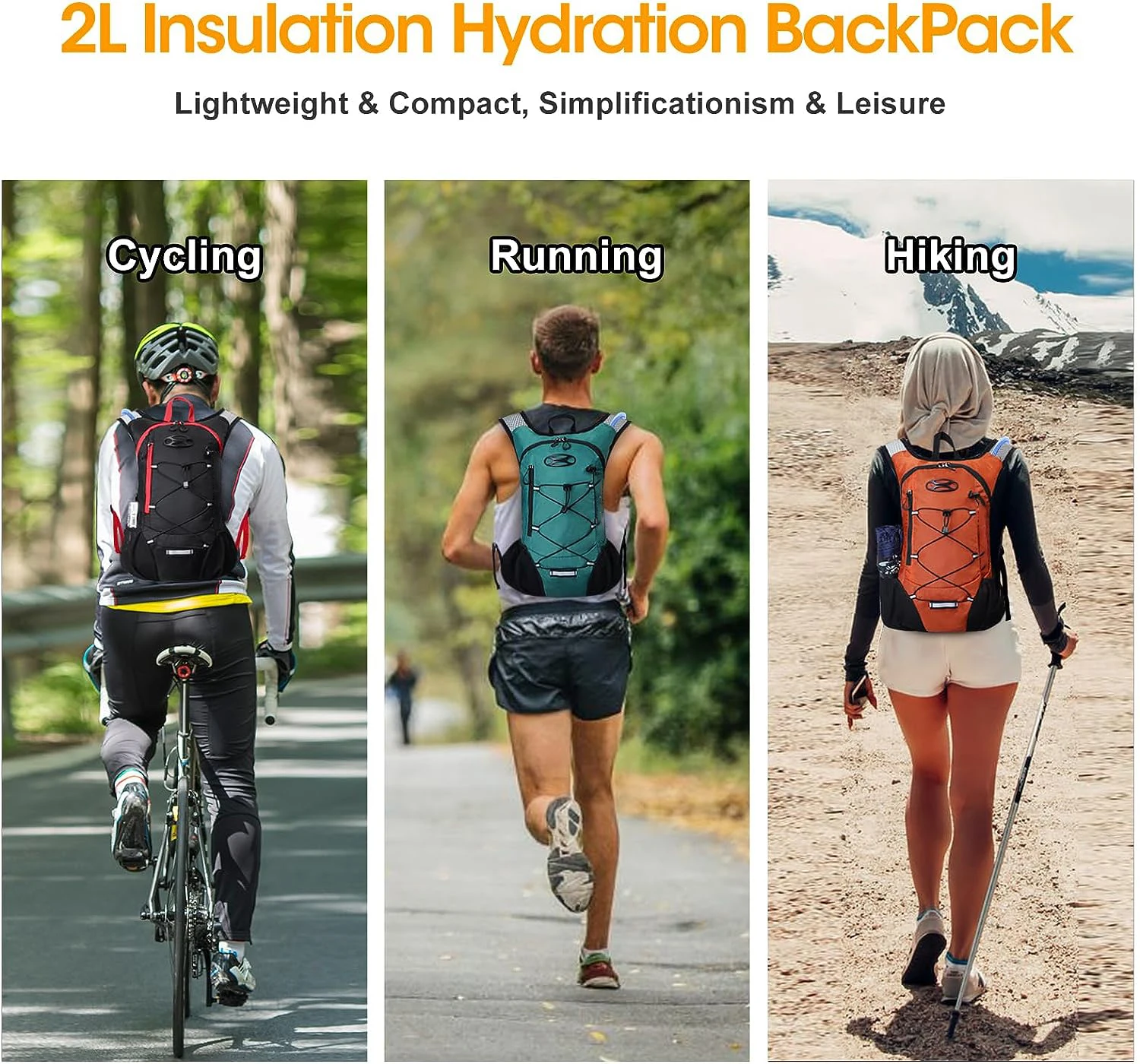 Lightweight Hydration Backpack Running Backpack  Hydro Water Daypack for Cycling Hiking Rave