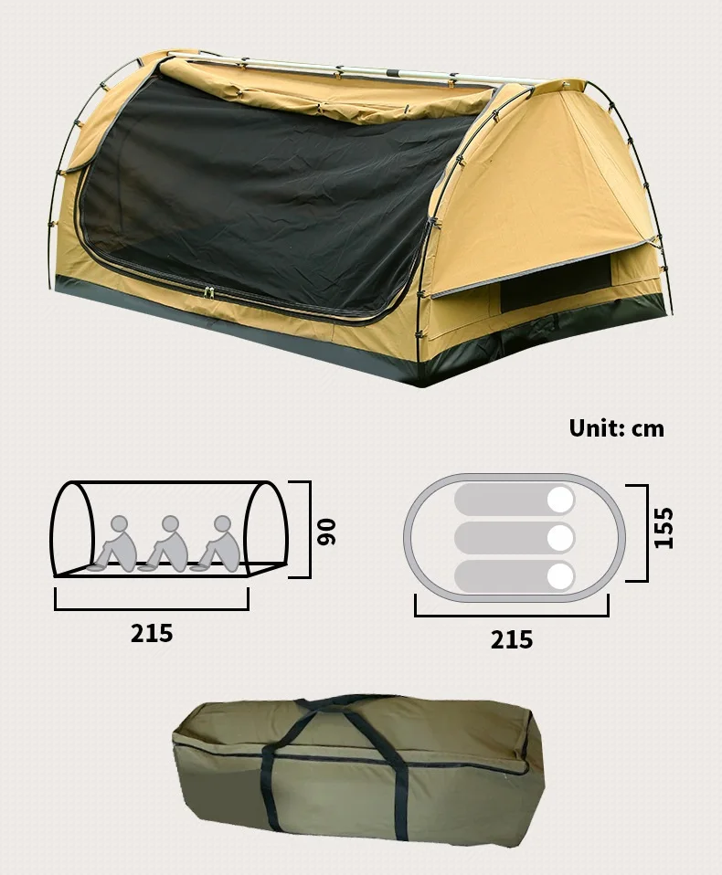 outdoor camping waterproof canvas single high quality swag tent light weight swags camping tent
