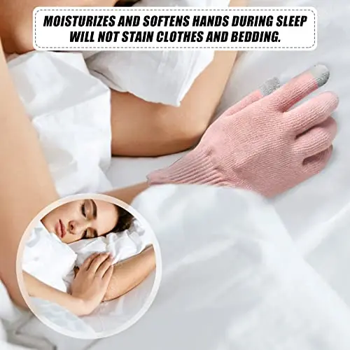 Dry Hands Hand Care Overnight Touchscreen Fingers Pink 2 Pairs Cotton Moisturizing Gloves