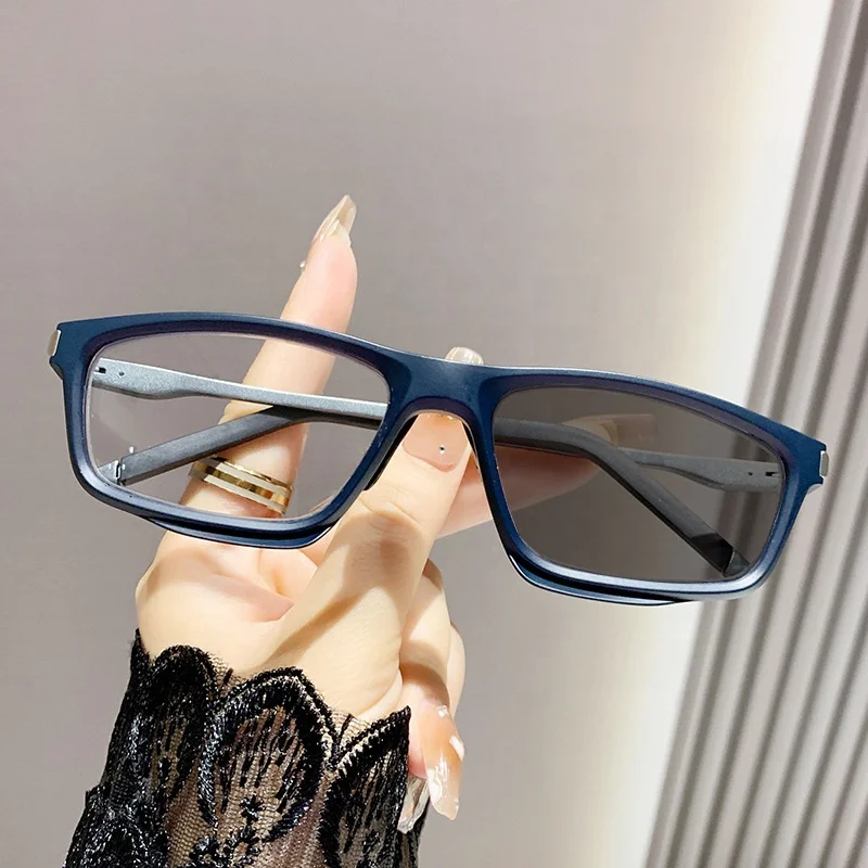 high end irregular rectangle deep blue alloy tr90 cycling sport lunettes photo grey anti slip nose pad men transition glasses