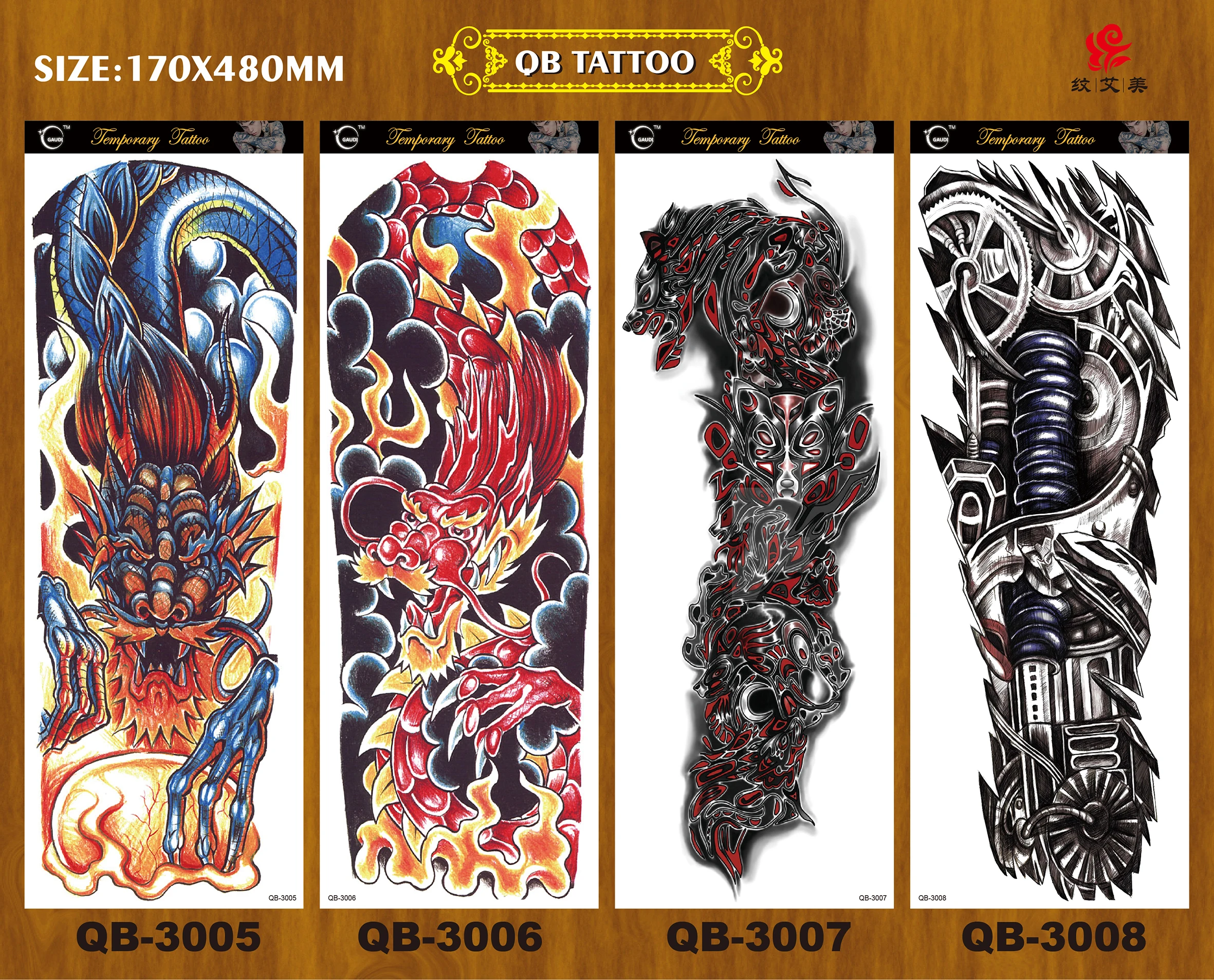 New Design Super Large Size Black Full Arm Sleeve Tattoo