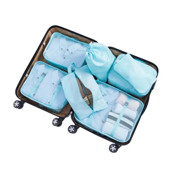 High Quality Fashion Waterproof Laundry Nylon Travel Packing Cubes Set 7pcs Organizer Bags For luggage