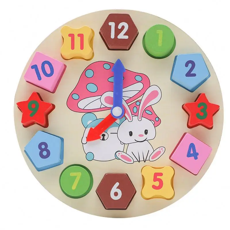 Wholesale Wooden Multifunctional Rainbow Digital Clock Alarm Cognitive Toy High Quality Learning Early Educational Puzzle Toys