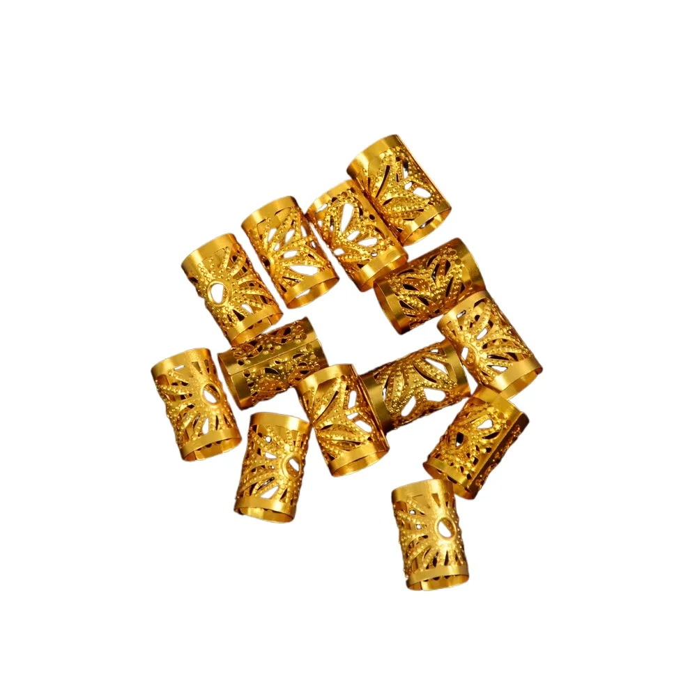 Hot Selling Approx 15mm Hole Golden/Silver Hair Ring for Braids Dreadlock Beads Adjustable Hair Cuff Clip