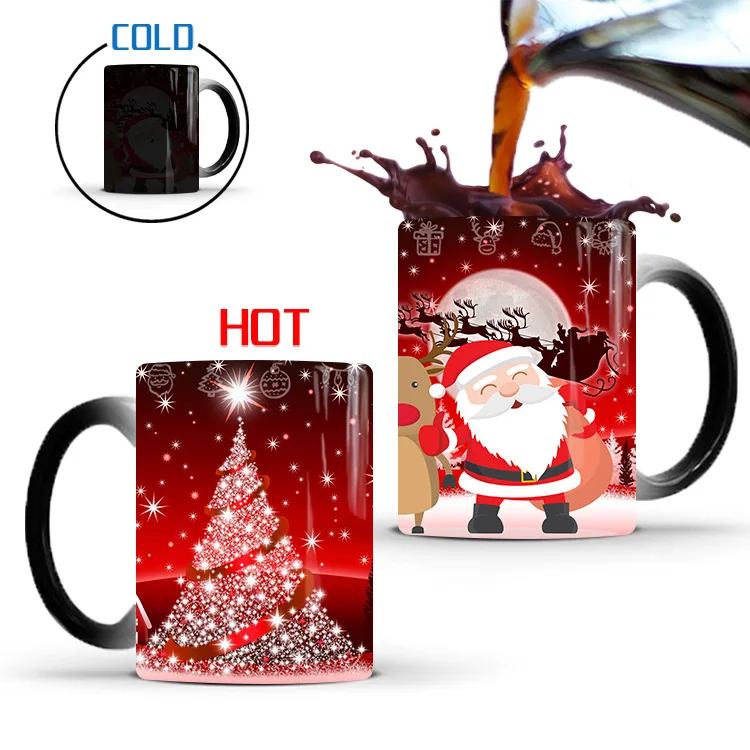 YML hot selling Christmas color-changing mug Creative ceramic thermal Magic coffee tea mug