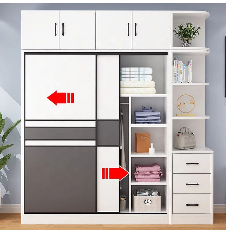 Wardrobe household modern simple small apartment bedroom assembly economy solid wood wardrobe Light luxury storage