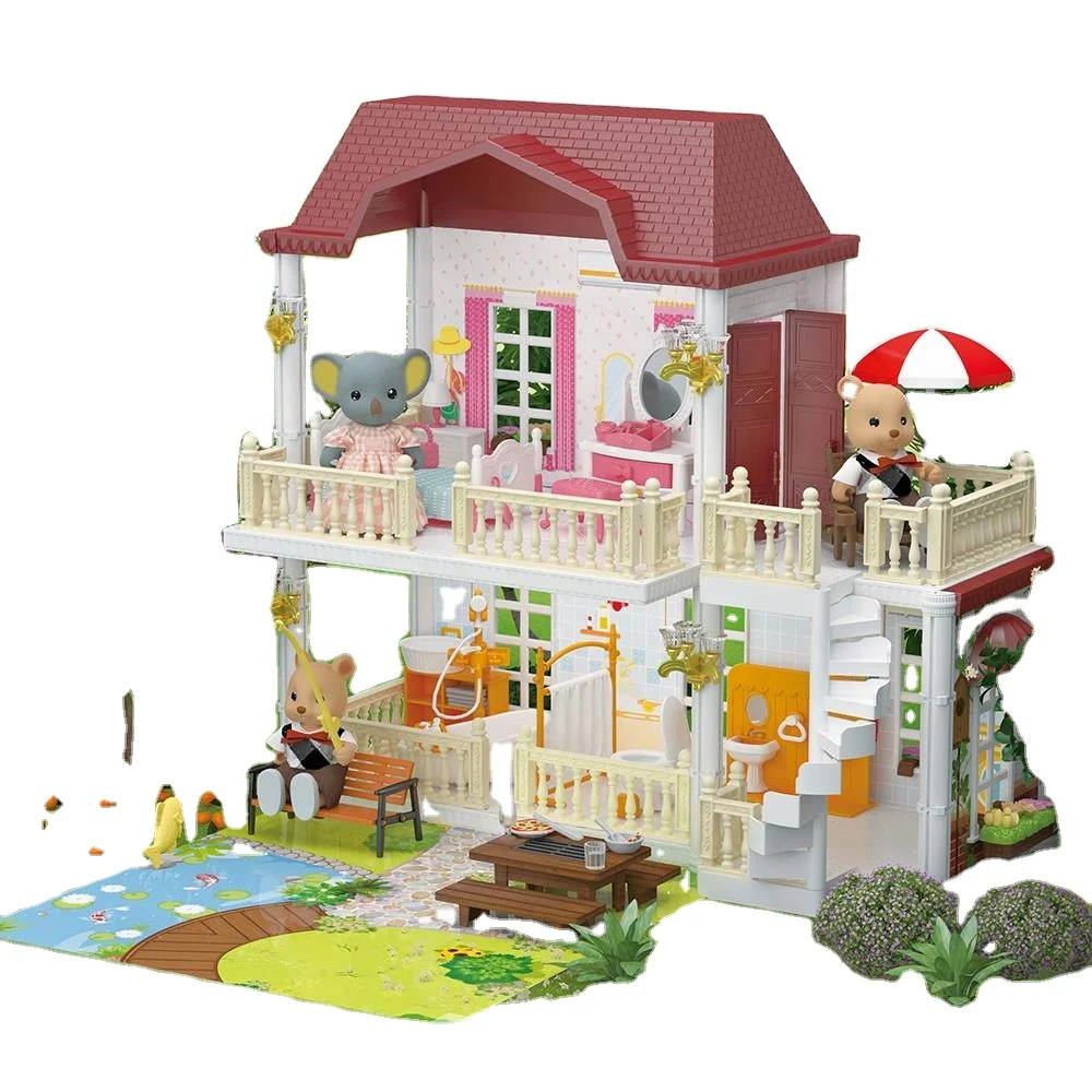 Wholesale Luxury Plastic DIY Villa Toys Educational Indoor Game Play House for Small Girls Model Set