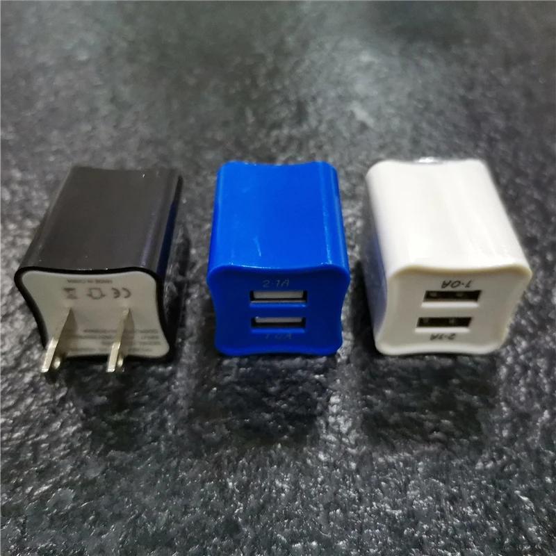 
2.1A/5V Dual Port Power Adapter Charging Block Cube USB Wall Charger for Iphone Mobile Phone Universal Adapter 2 X USB Electric 