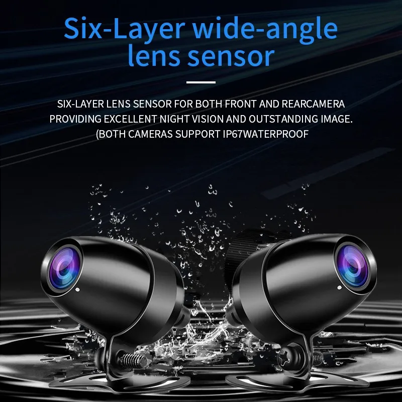 3inch 1080P HD Motorcycle Camera DVR Night Vision Motorcycle Driving Recorder with IP67 Waterproof Front Rear Dual Lense