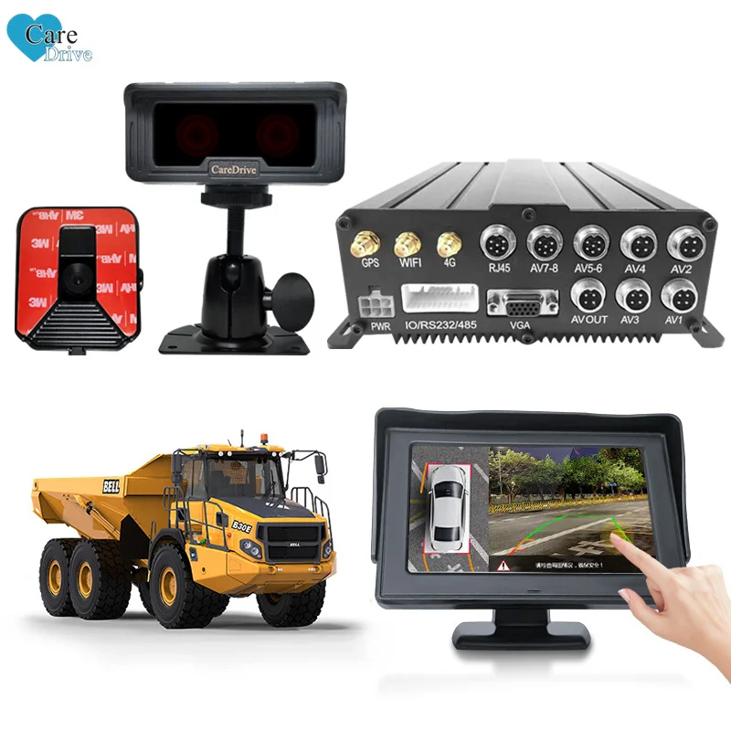 CareDrive 4 Ch Dvr With Mining Truck Dsm Monitor Gps Monitor Sleep Adas 4G Card Video Mining Trucks