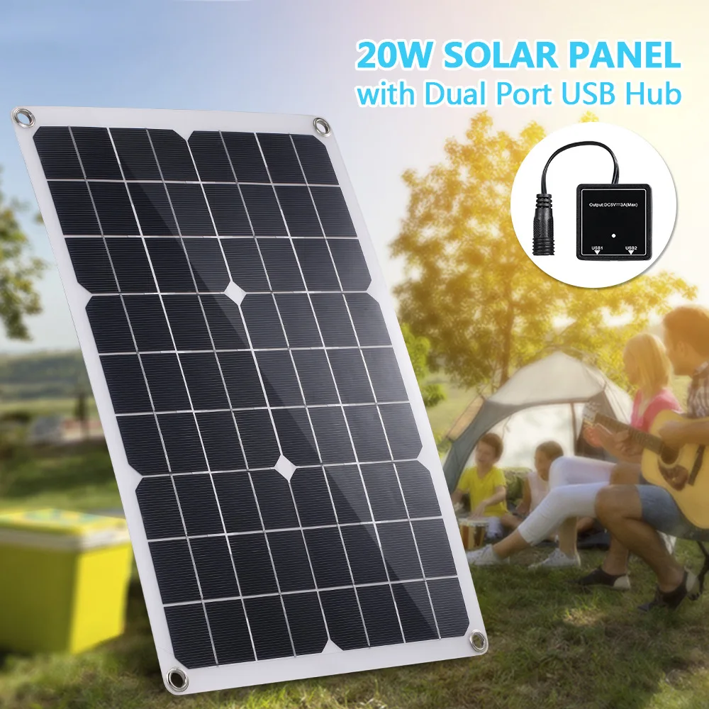 Dropshipping 20W Solar Panel for Outdoor Travel with Sourcing & Fulfillment services Free shipping to USA