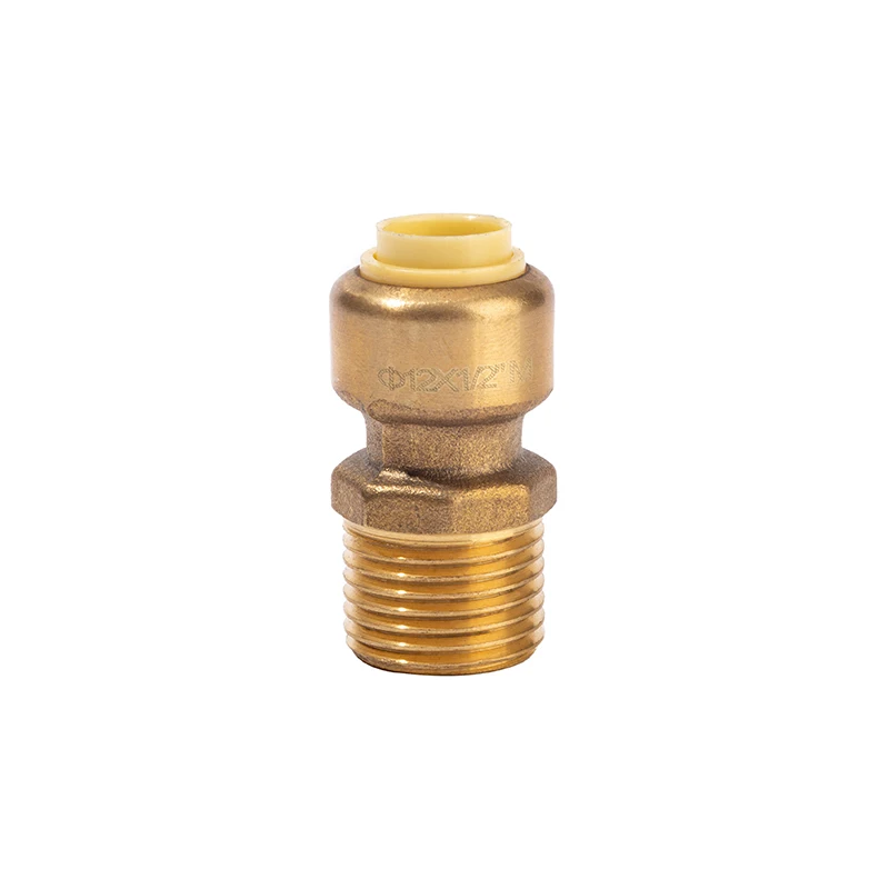 Quick Coupling Pipe Connector Circle Head Reduce Diameter Golden Metal Thread Seal Copper Tubes Joint