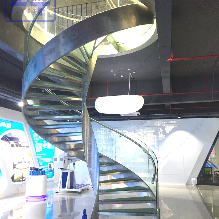 Glass stair LED stainless steel spiral staircase made in China-Maist