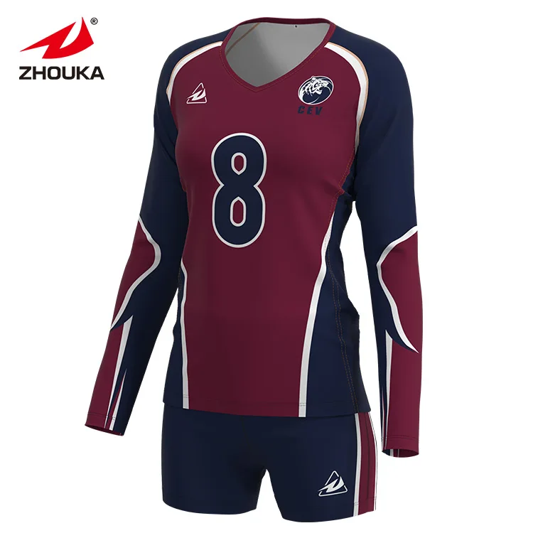 zhouka free design any color women volleyball uniform volleyball clothes for set