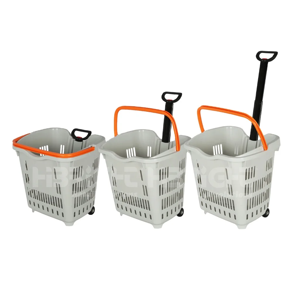 high quality Supermarket shopping  basket rolling basket for store