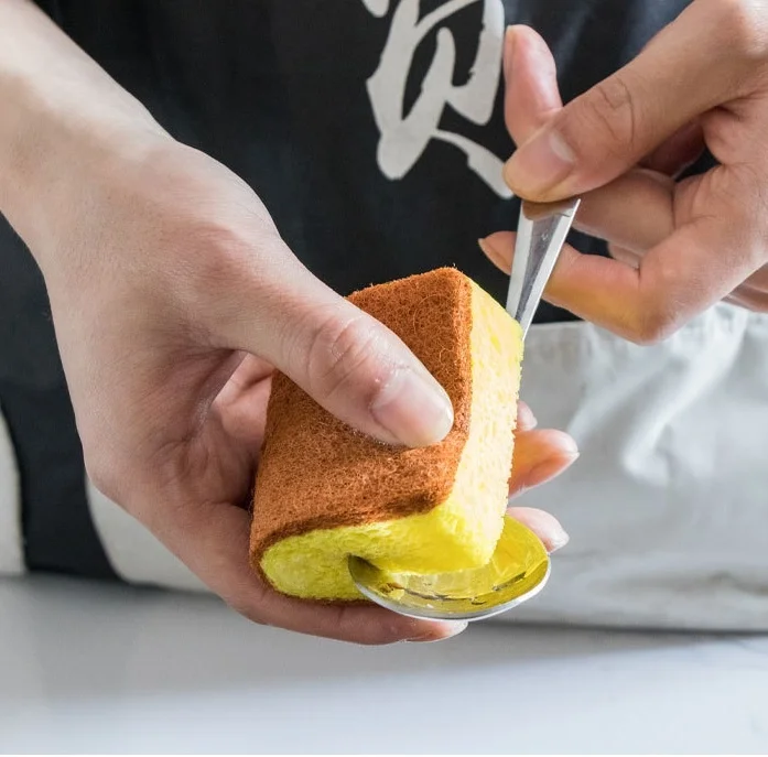 Custom Pack Biodegradable 100% Natural Wood Fiber Kitchen Dish Cleaning Sponge Scrub Pad Cellulose Sponge