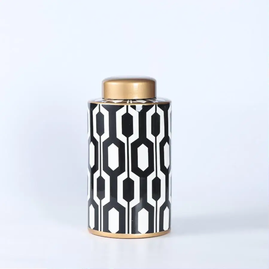 Modern black porcelain pot ceramic vase living room wine cabinet decoration of home decoration ceramic storage jar