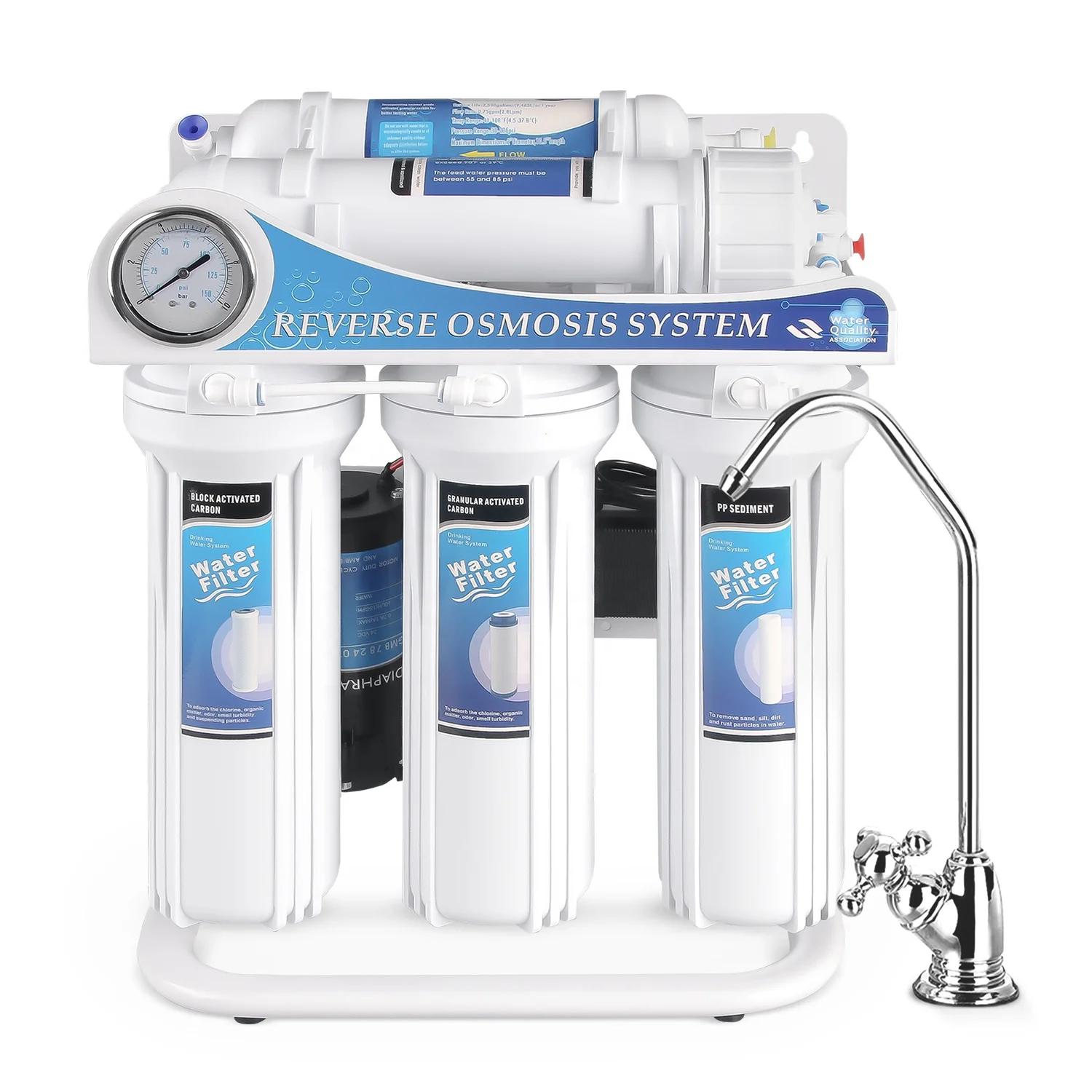 Европейским сертификатом соответствия 5-ти ступенчатый 50GPD/75GPD/100GPD кухня питьевой белый фильтр для воды системы с шлифованный никелевый дозатор на кран и