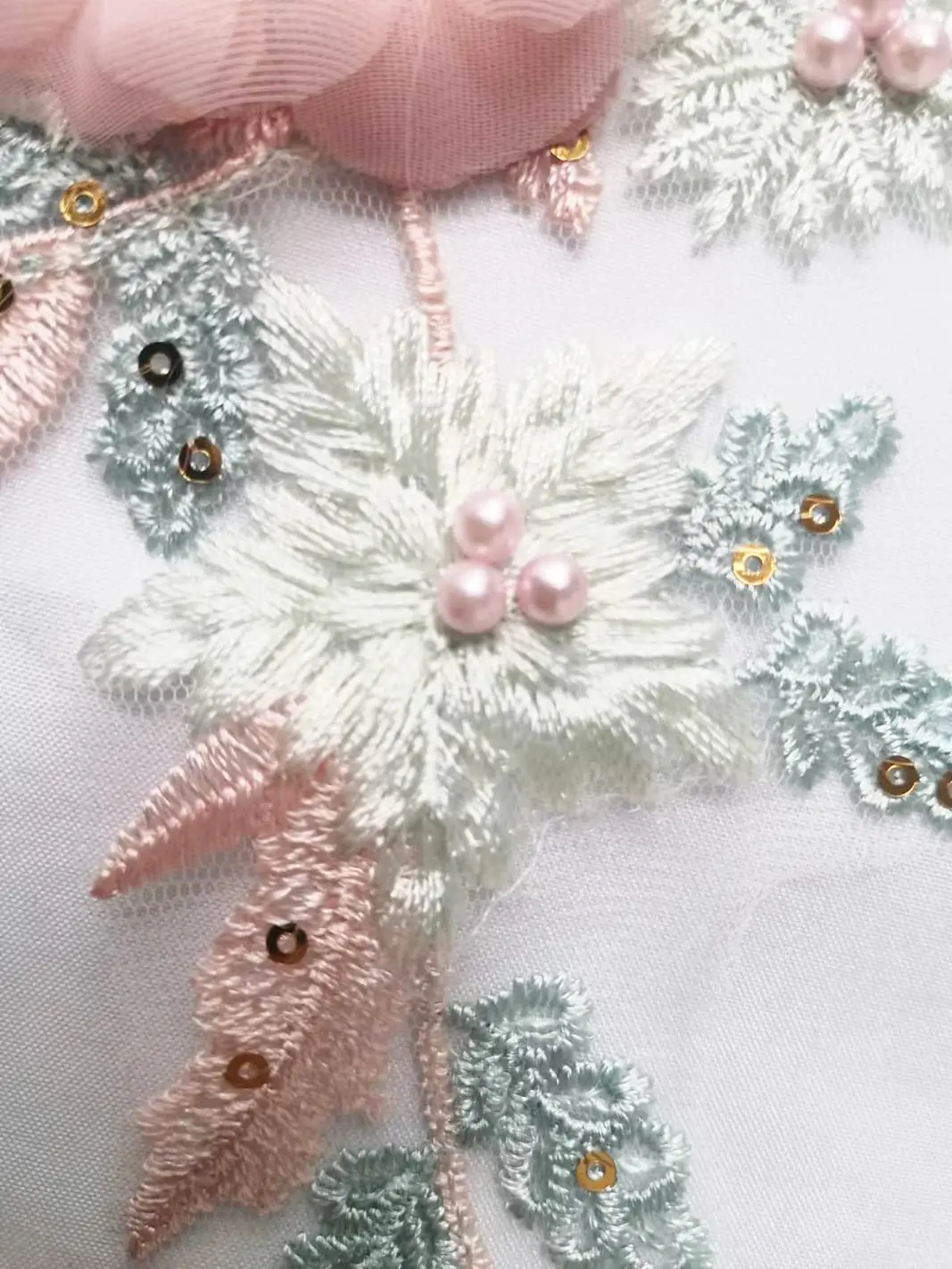 Lace Flower Applique Patches Sew on Embroidery Appliques Sewing for DIY Dress Accessories Pink