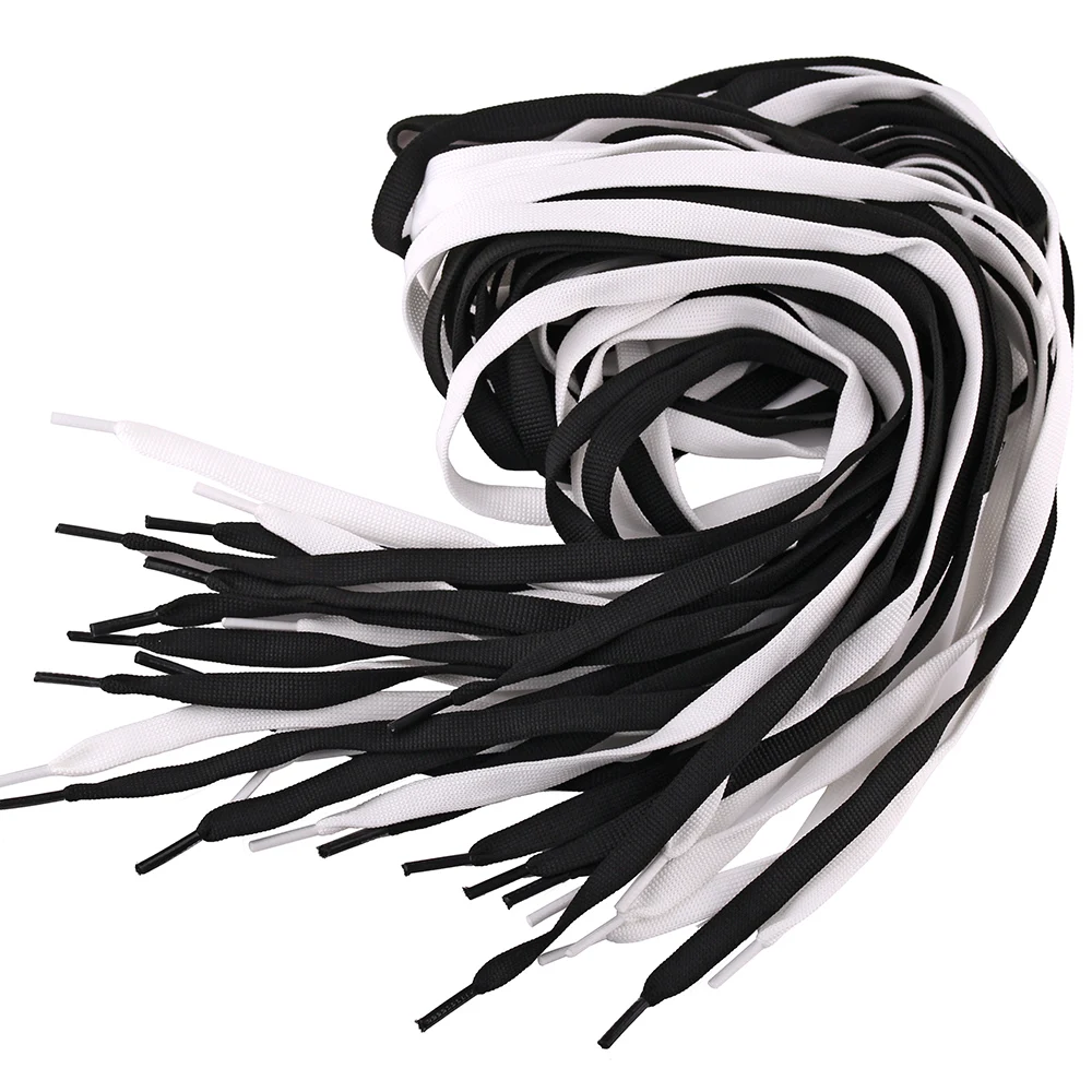 10mm Flat Shoe laces Classic Black White Shoe Laces 130cm long Sneaker Shoe Laces