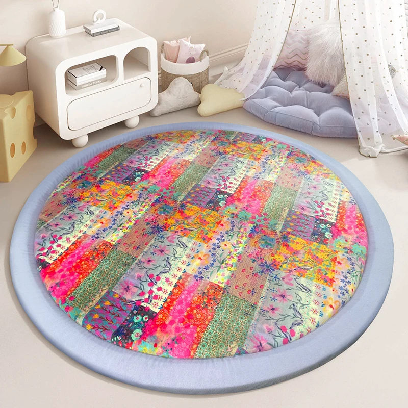 Round Colorful Memory Foam Thick Tummy Time and Crawling Mat Baby Floor Mat for Toddlers