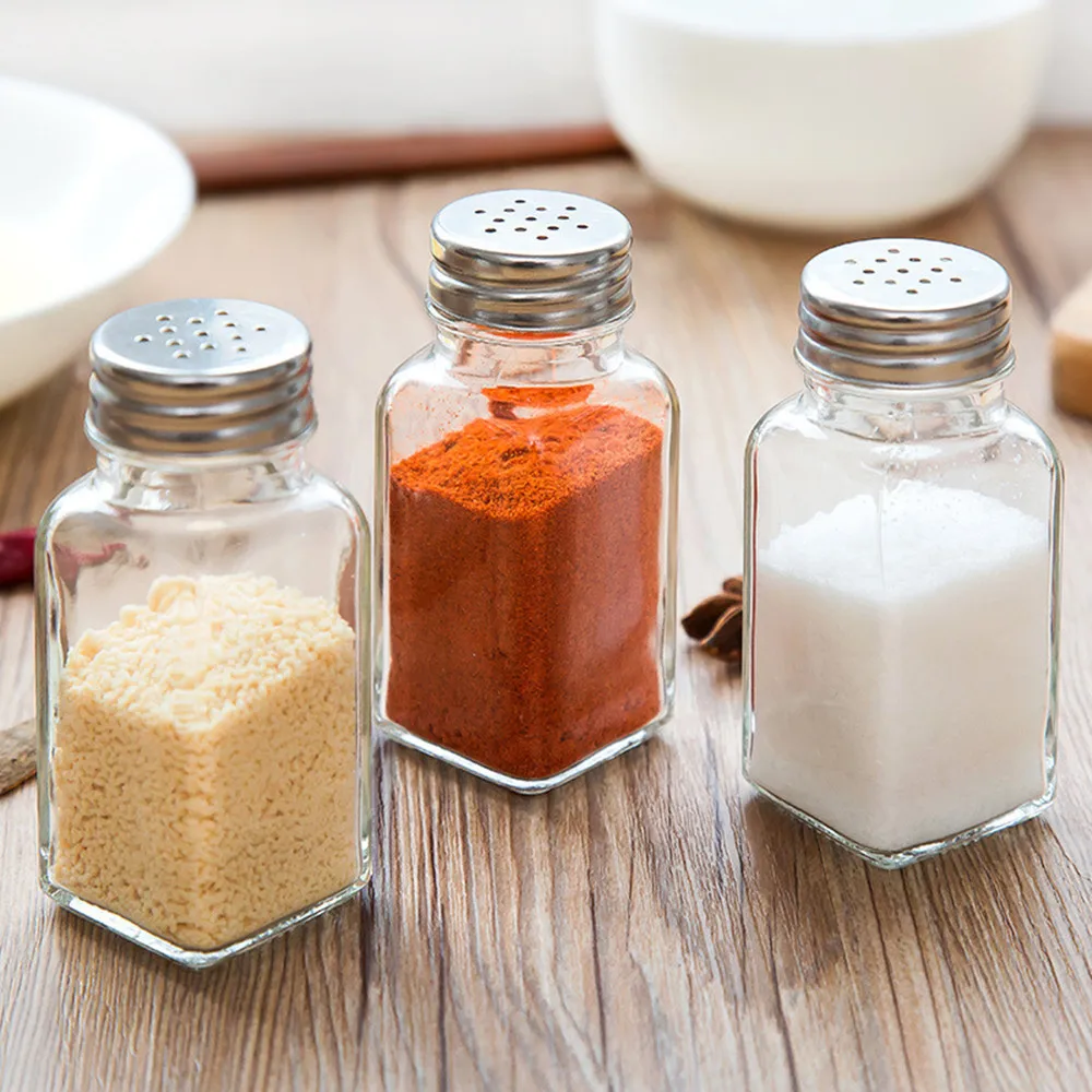 Kitchen glass seasoning bottle creative barbecue pepper powder bottle salt chicken essence monosodium glutamate seasoning jar