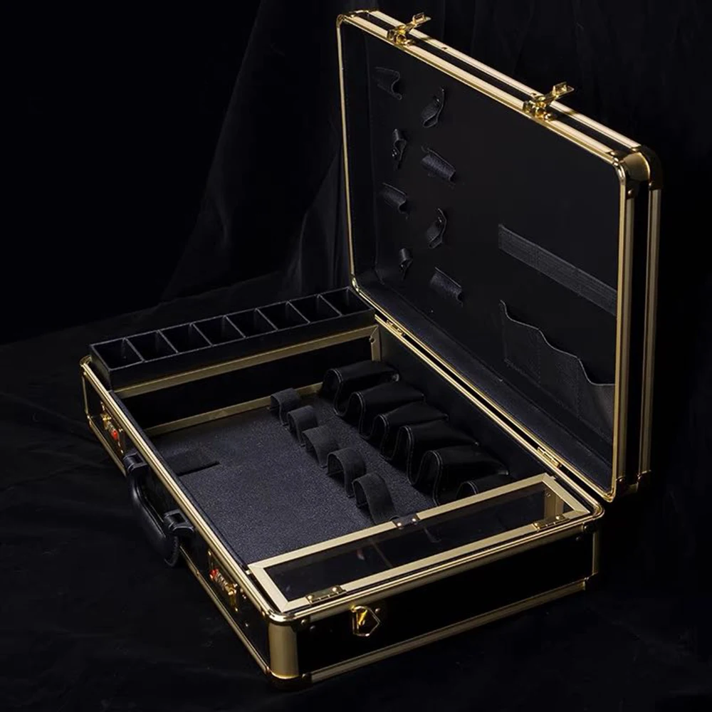 barber kit with beautiful aluminum briefcase hair clipper blade case barber scissors machine box barber case combination lock
