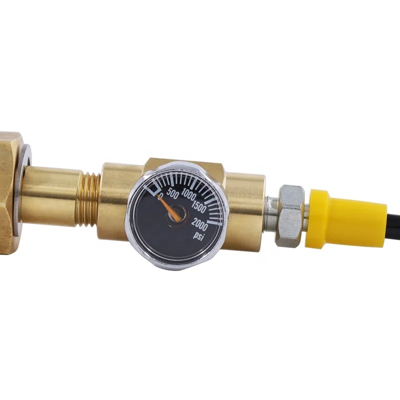 2m High Pressure Hose Adapter Filling Gas Hose with 2000psi Pressure Gauge for Soda Maker Machine