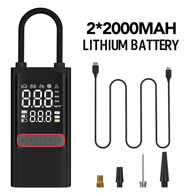 New outdoor mini multi-function with memory dual screen digital display rapid air pump automotive air compressor