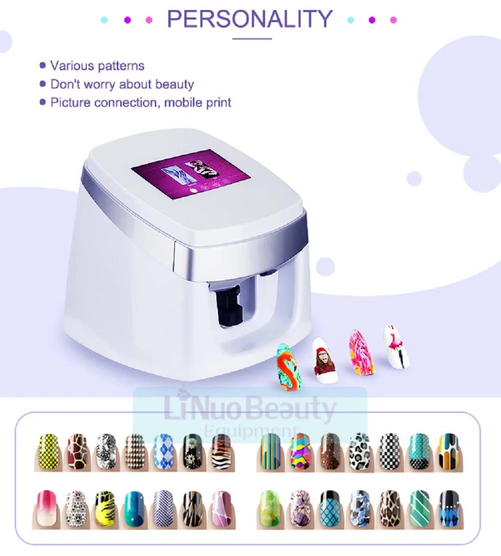 3D portable nail art print machine nail sticker printer polish beauty equipment five fingers digital photo nail art printer