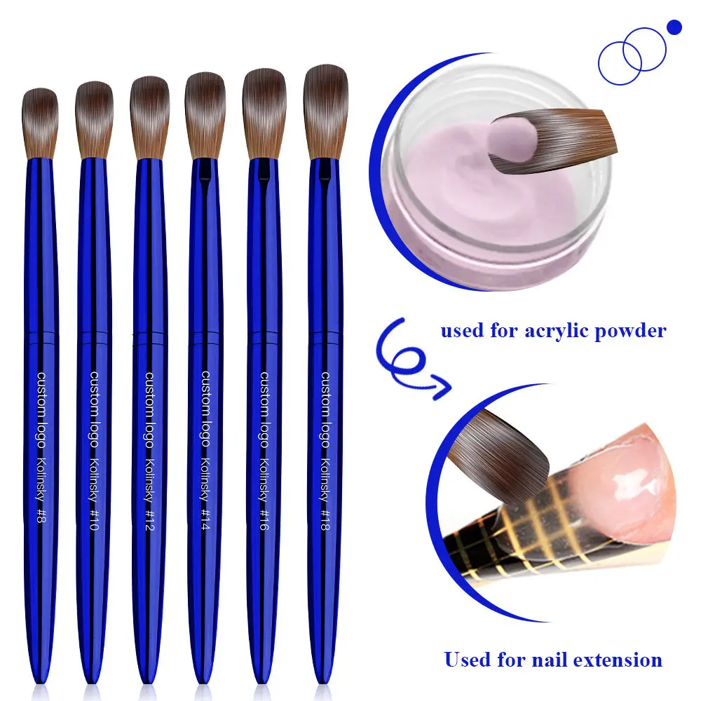2023 Hot Quality Nails Brush Kolinsky USA Size 8 24 Crimped Acrylic Nail brush 100% Pure Kolinsky With Box For Manicure Powder
