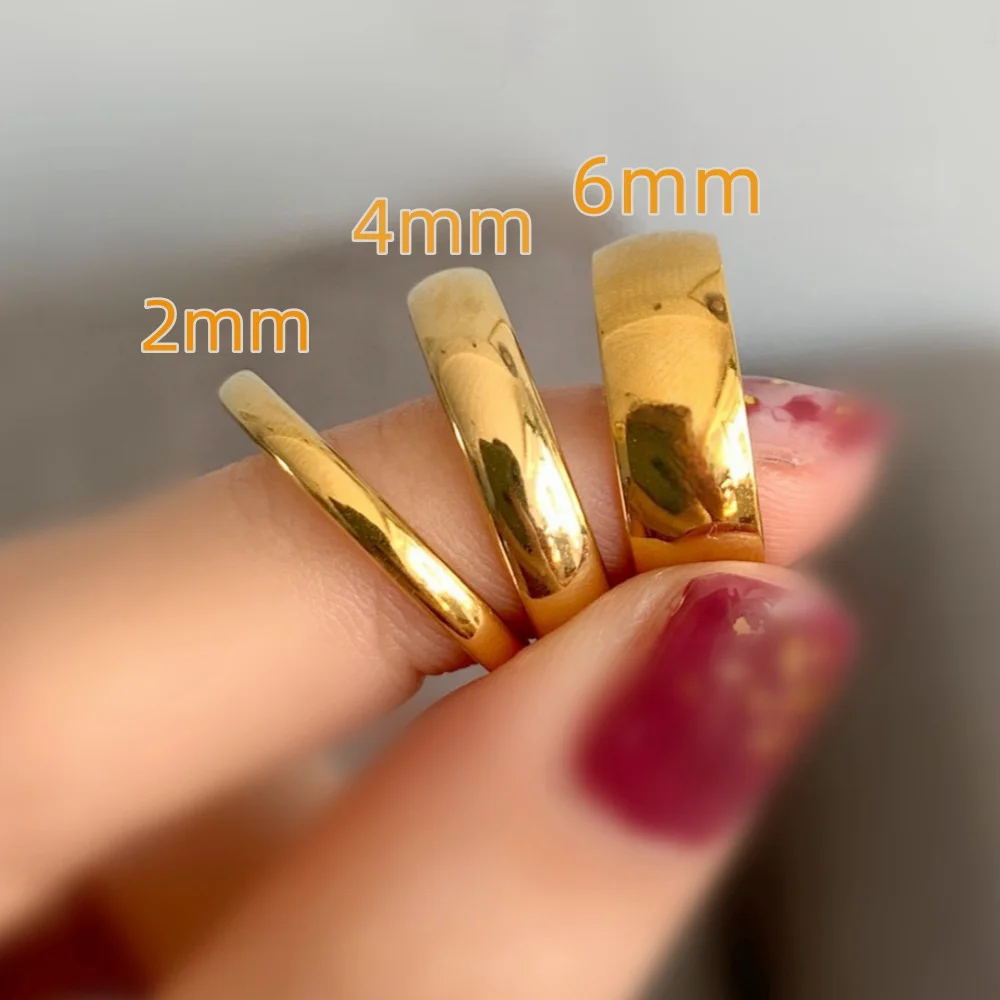Высокое качество 18K позолоченные 316L гладкой нержавеющей стали плотная кольцо на возраст 2 4 6 8 мм Тонкий Titanium обручальные кольца для пар