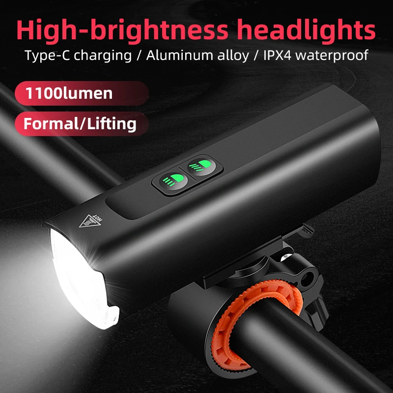 Aluminum Alloy Rechargeable Headlights 1100 Lumens Super Bright Bike Headlights 2000/4000 Mah Large Capacity Mtb Headlights