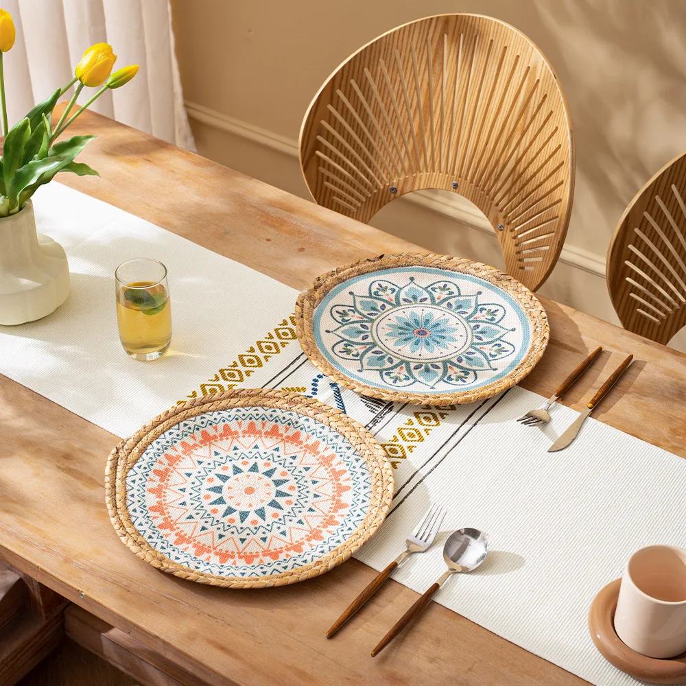 Rattan Mat Wicker Bamboo Decor Coasters Handmade Woven Boho Coasters Small Seagrass Placemats Natural Braided Retro Cup Mat