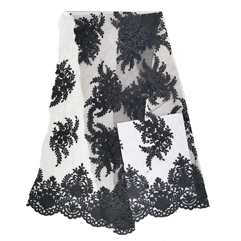 Factory stocks cheap price customized colors plain french embroidered lace dress fabric