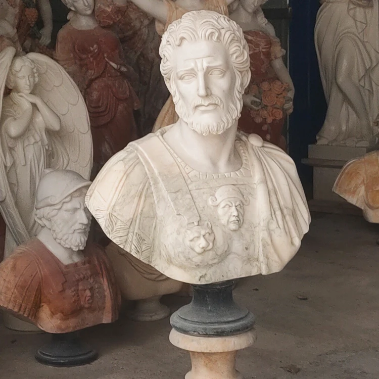 Interior Decoration Marble Sculptured Busts Of Famous People Aristotle For Sale