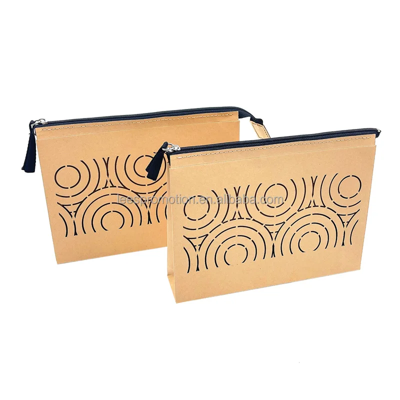 Wholesale Custom Travel Artist Private Label Brown Small Washable Tyvek DuPont Kraft Paper Cosmetic Bag