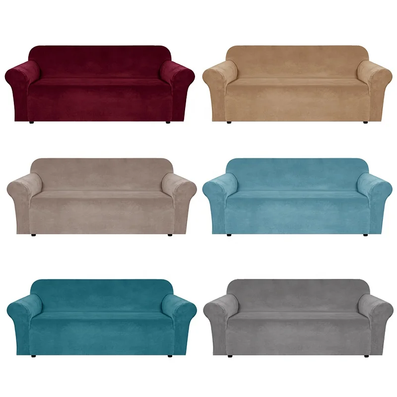 Luxury Stretch Velvet Sofa Cover 1-Piece Sofa Slipcovers 4 seats Couch Cover Furniture Protective Sofa Slipcover