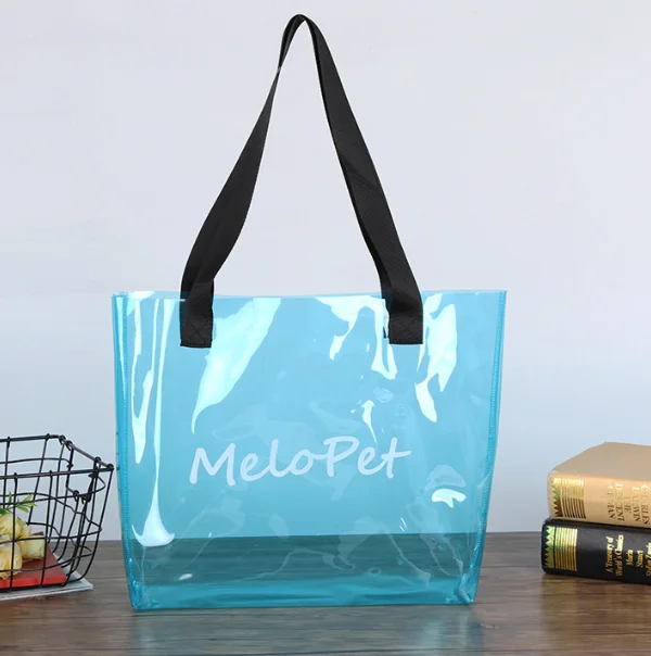 Hot Sale Plastic Laser handbag luxury cosmetic shopping bag customized logo PVC TPU  holographic waterproof tote Bag