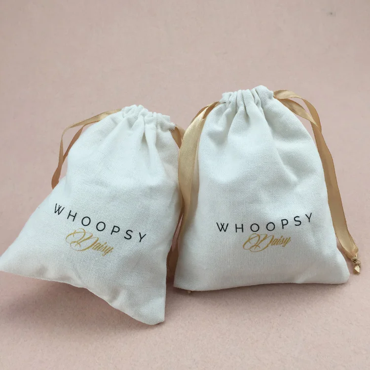 Natural organic jewelry gift muslin pouch cotton drawstring shoe bag for christmas