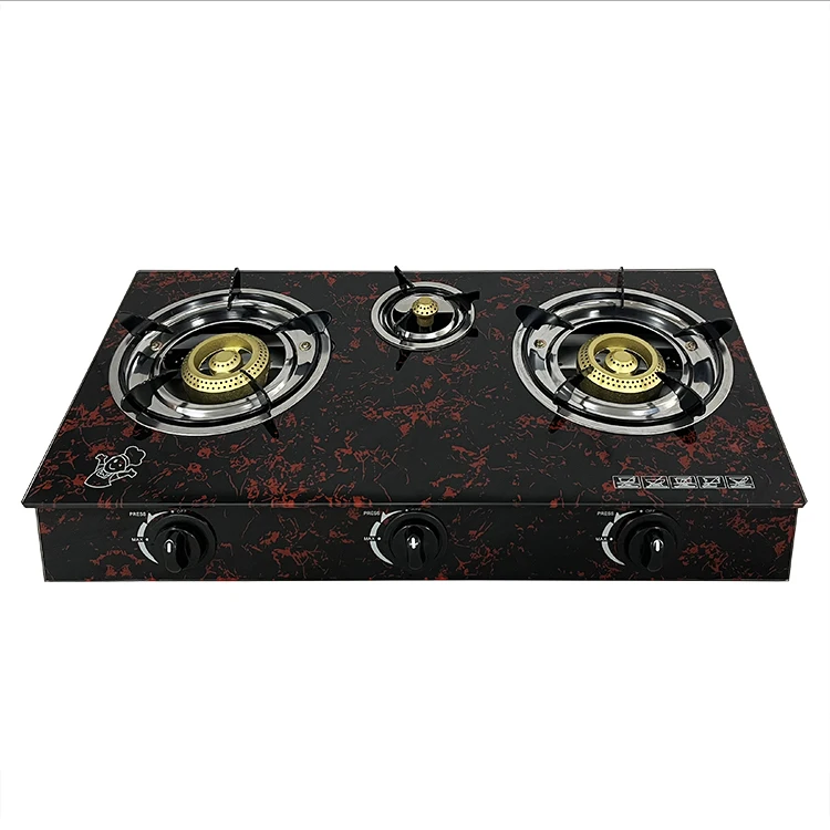 hot sale the industry wholesale reasonable price home stove 3 burner tempered glass cast iron gas cooker