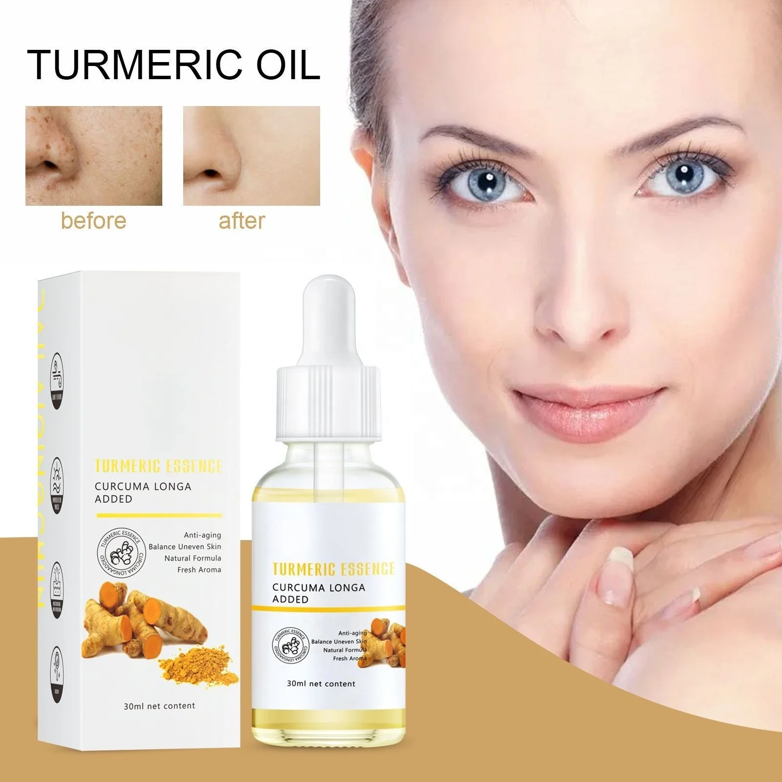 Best selling private label 30ml skin care serum anti acne moisturizing lightening facial turmeric serum for acne skin
