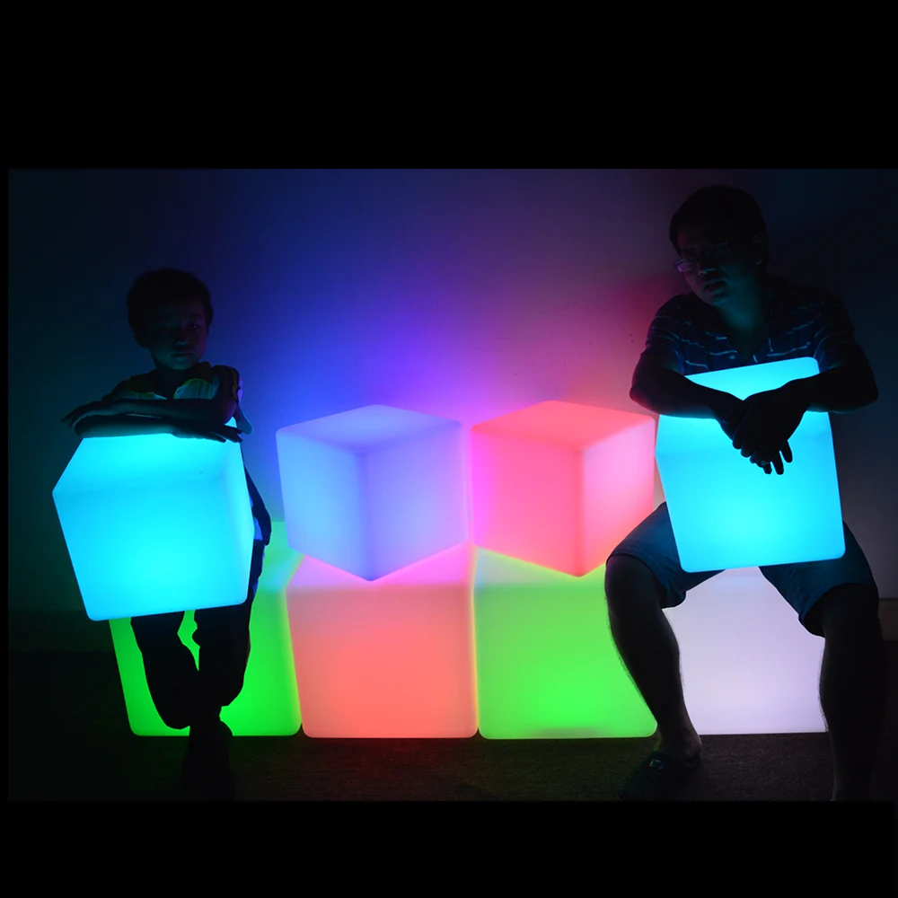 led cube chair /Rechargeable LED illuminated Bar plastic cube led light cube tables and hookah chairs for garden
