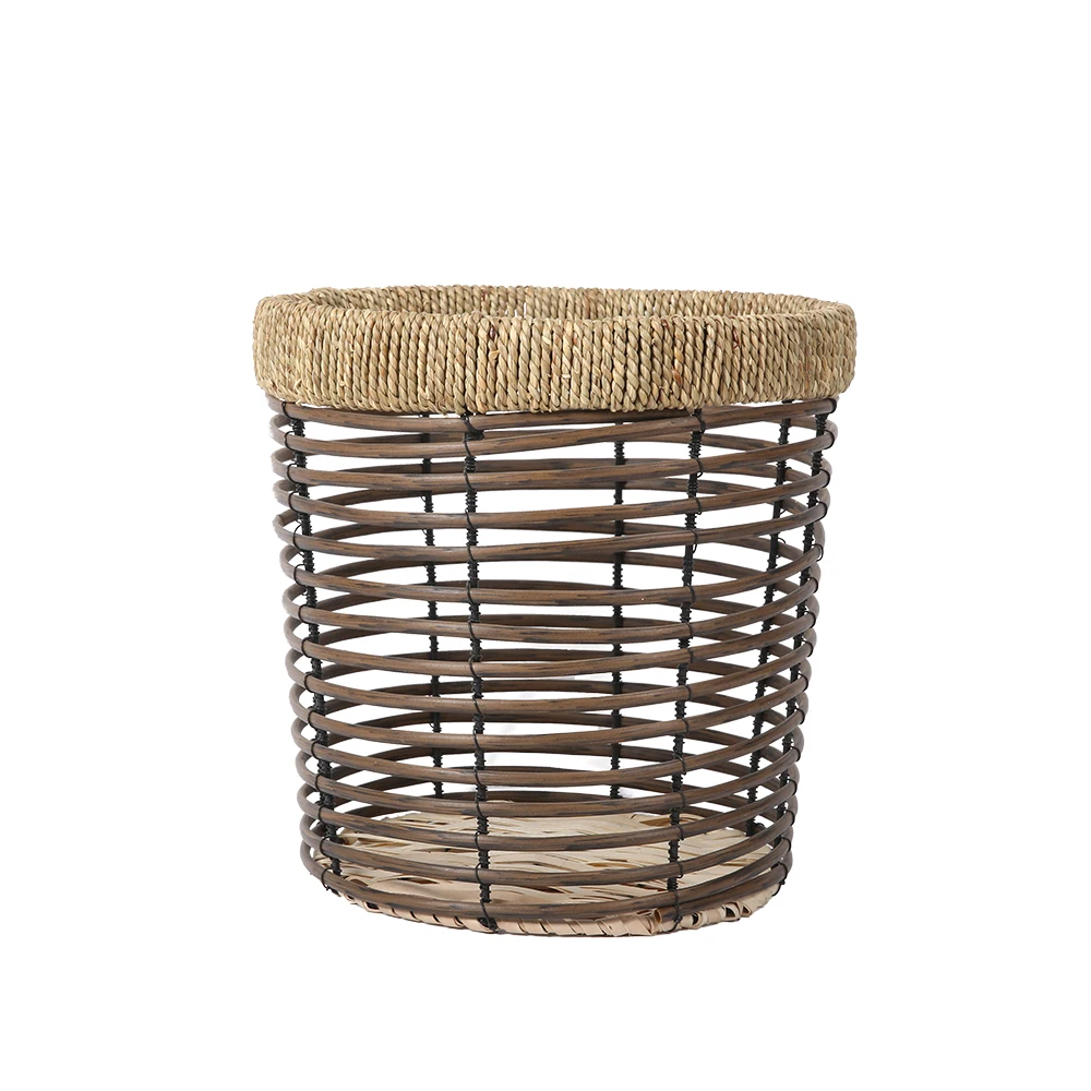 Dirty Clothes Storage Basket African Baskets Metal Wire PP Pipe Iron New Fashion African Baskets with Seagrass Lining 200pcs